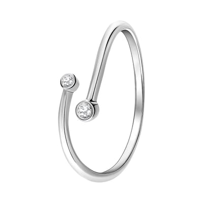 Lucardi Dames Zilveren ring met twee zirkonia stenen - Ring - 925 Zilver - Zilverkleurig - 16 / 50 mm
