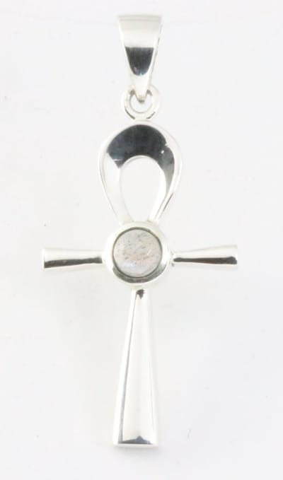 Fijne zilveren ankh hanger met labradoriet