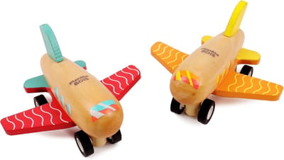Houten Vliegtuigen Pak - Kinderspeelgoed Set - Spelen en Leren - Duurzaam FSC Hout - 9 cm - Multicolor