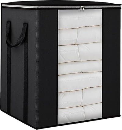 Opbergzakken Set - Opbergboxen Kleding - Huis Opruimen - Groot Transparant Venster - 30.5L x 26.5B x 1H cm - Grijs