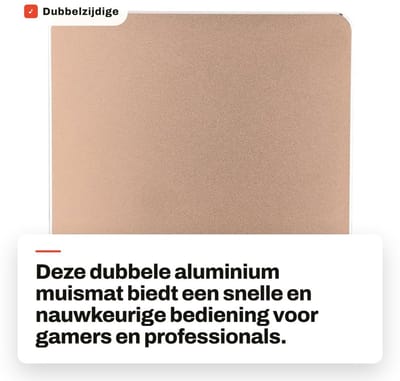 Dailygoods- Muismat Dubbelzijdig Aluminium - Gaming Muismat - Harde Muismat - Nauwkeurige Bediening - 18x16 cm - Zware Grip