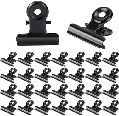 EXCITAT 30 stuks - Clips - Ringbanden - Metalen clips - Geschikt voor foto's, recepten, rekeningen, notities, papieren, tekeningen - Zwart