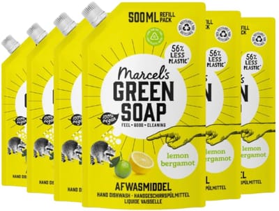 Marcel's Green Soap Afwasmiddel Navulling - Citroen & Bergamot - 6 x 500ml