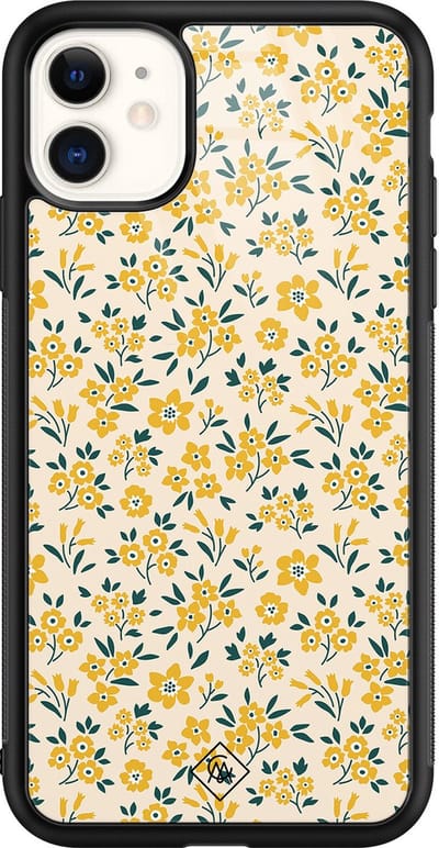 Casimoda® hoesje - Geschikt voor iPhone 11 - Yellow Garden - Luxe Hard Case Zwart - Backcover telefoonhoesje - Geel