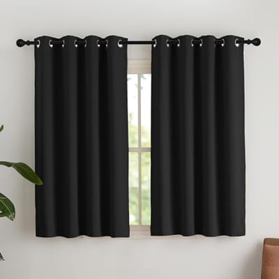 Zwarte Verduisteringsgordijnen voor Kleine Ramen - Set van 2, 145x140 cm