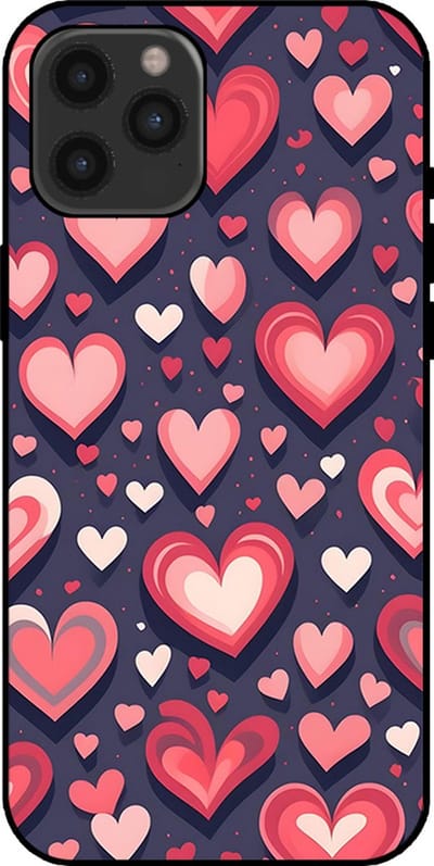 Smartphonica Telefoonhoesje Geschikt voor iPhone 12 Pro Max met Hartjes Opdruk - TPU Backcover Case With Heart Design geschikt voor iPhone 12 Pro Max