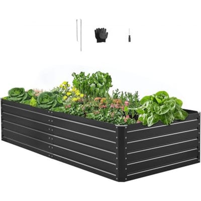 VEVOR Verhoogd Tuinbed, Metaal, 2032x1016x470 mm, Plantbed, Groentebed, Plantenbak met Open Bodem & Afgeronde Randen, Groot Bloembed, Kruidenbed voor Groenten, Bloemen, Kruiden & Vetplanten