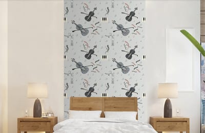 Behang - Fotobehang Patroon - Muziek - Viool - Breedte 120 cm x hoogte 240 cm