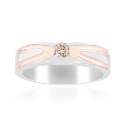 Cavill - Zilveren Ring - 925 Sterling Zilver Gerhodineerd - 0,1 ct Champagne Argyle Rose de France Diamant - Ronde Briljant - Elegant