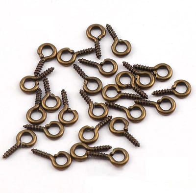 100 stuks schroefoogspelden, mini metalen oogspelden, kleine oogspeldhangers voor doe-het-zelf kunst en ambachten, M4 x 8 mm (brons)