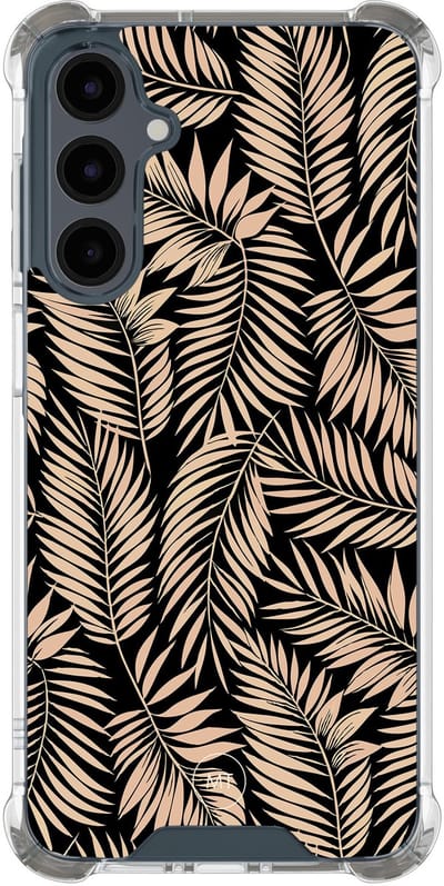 Hoesje (shockproof) geschikt voor Samsung Galaxy A16 - Palm silhouette - Extra sterke case - TPU/polycarbonaat - Natuur - Zwart, Bruin, Transparant