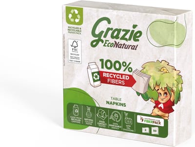Grazie Natural - Servetten - 2-laags - Zachte servetten - Eco-friendly - Gerecyclede vezels