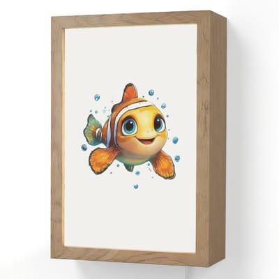 Wandlamp 20x30 cm - Oplaadbaar - Clownvis - Oranje - Vis - Water - Wandlampen binnen woonkamer - Slaapkamer lamp met kabel - Decoratieve nachtlamp - Vloerlamp snoer