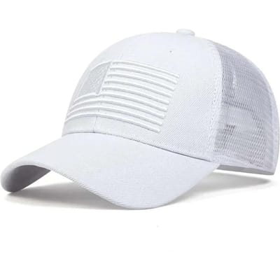 Unisex Amerikaanse Vlag Borduurwerk Baseball Net Caps Verstelbaar Casual Hoeden Lente En Zomer Buiten Zonbescherming Hoed white