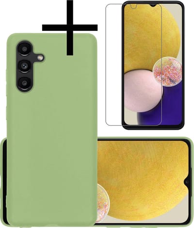 Hoesje - Met Screenprotector - Geschikt voor Samsung Galaxy A13 5G - Sterk & Shockproof - Back Cover - Siliconen Case - Telefoon Hoes - Groen