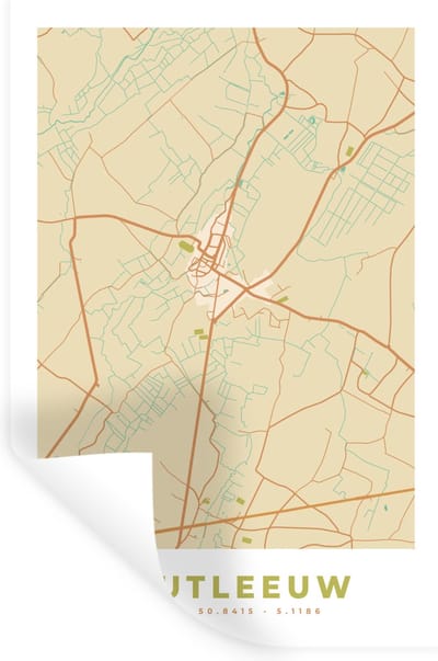 Muurstickers - Sticker Folie - Zoutleeuw - België - Stadskaart - Kaart - Plattegrond - 20x30 cm - Plakfolie - Muurstickers Kinderkamer - Zelfklevend Behang - Zelfklevend behangpapier - Stickerfolie