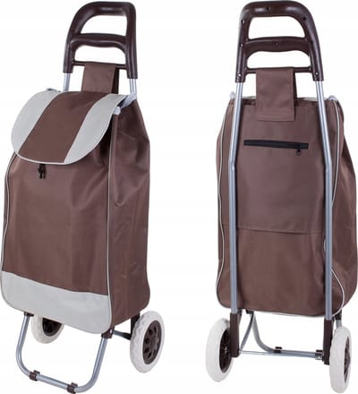 Trolley Boodschappen Tas Wagen Op 2 Wieltjes - Boodschappentrolley bruin Grijs