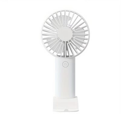 Draagbare Handventilator met Telefoonhouder - Mini USB Ventilator - Oplaadbaar - 3 Snelheden - Stil & Compact - Bureauventilator - Wit