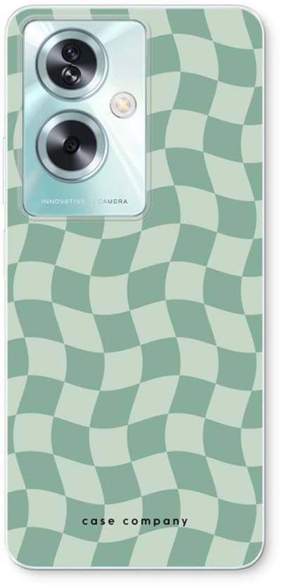 Case Company® - Hoesje geschikt voor Oppo A79 hoesje - Grid Groen - Soft Cover Telefoonhoesje - Bescherming aan alle Kanten en Schermrand