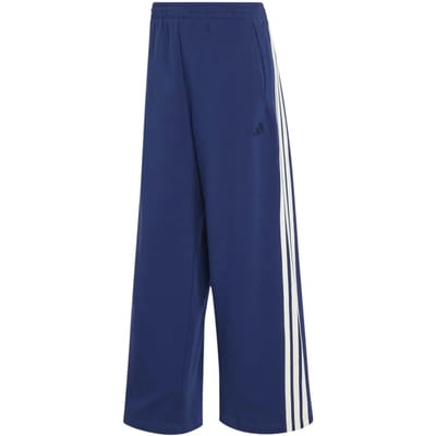 Adidas Kit 3-stripes Wide Joggers Broeken Dames - Blauw - Maat L (42-44) - Katoen Jersey