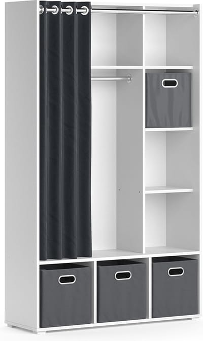 Vicco Luigi Kledingopslagkast – 38 x 178.1 cm Met vouwboxen (grijs) Wit