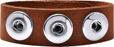 Quiges Dames Leren Armband voor 18mm Drukknopen/Chunks Bruin 18.5-20.5cm - EBM119
