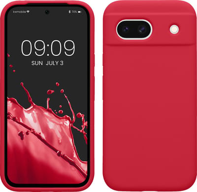 kwmobile telefoonhoesje geschikt voor Google Pixel 8a - Hoesje met siliconen coating - Smartphone case in granaatappelrood