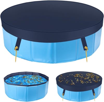 Hondenzwembad Afdekking - Waterdicht PVC Deksel - Zwembad Schoon Houden - Inclusief Haringen - 80 x 80 cm - Donkerblauw