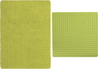 MSV Douche anti-slip/droogloop matten - Venice badkamer set - rubber/microvezel - limegroen