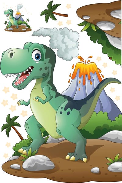 Muurstickers - Tyrannosaurus Rex op een eiland - Zelfklevende stickers - 80x120cm