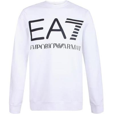 Emporio Armani EA7 SS22 Letterprint Ronde Hals Lange Mouwen Sweatshirt Heren sweatshirt Wit 6KPM68-PJBWZ-1100 L gray