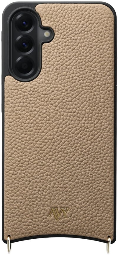 AVY Leren Hoesje geschikt voor Samsung Galaxy A56 | Compatibel met MagSafe | Leather Case | Back Cover | Haakjes voor koord | Beige