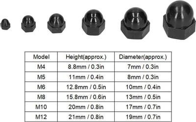 Dailygoods- Zeskantmoer Deksels 10 Stuks - Zwart - Kunststof - Lichtgewicht - Duurzaam - Bevestiging - Moerdop