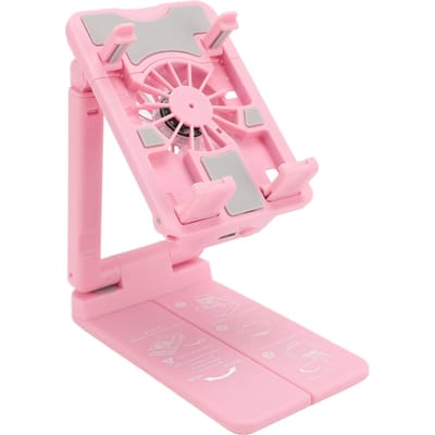 Support Refroidisseur pour Téléphone Portable Hauteur Réglable Ventilateur Radiateur pour Téléphone Mobile avec Lumières RVB Colorées pour Streaming en Direct Mobile Pinkish pink