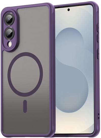 MobyDefend Hoesje - Geschikt voor Samsung Galaxy S25 Edge - Case Geschikt voor MagSafe - Mat Transparant Met Gekleurde Rand - Paars