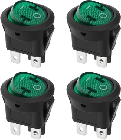 Verlichte Wisselschakelaar - Aan/Uit Schakelaar - Elektronica Reparatie - Dubbelpolige Controle - 4 Stuks - Groen