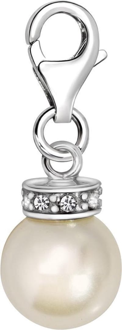 Quiges – 925 - Zilver – Charm - Bedel - Hanger - Kunst Parel - met – sterling - zilver - karabijnslot - geschikt - voor - Bedelarmband HC350