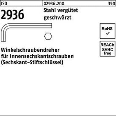 Inbussleutels L ISO 2936 inbus SW 3 gehard en getemperd staal 100st.
