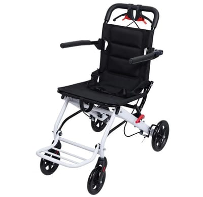 Portable Transit Travel Wheelchair, Folding Transport Wheelchairs for Adults and Seniors, Support 180 lbs, Aluminum Wheelchair