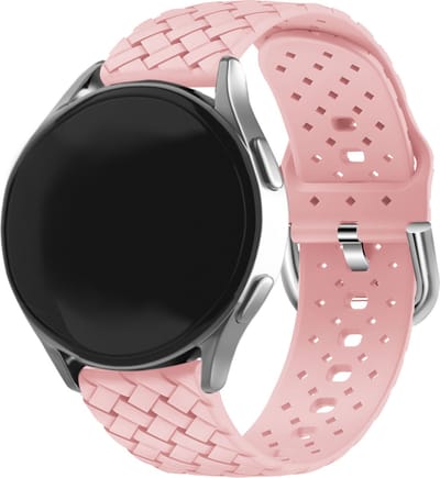 Strap-it 20mm - Gevlochten siliconen bandje - geschikt voor Samsung Galaxy Watch 7 (40 & 44mm) / Watch 6 (Classic) / Watch 5 / 5 Pro / Watch 4 (Classic) / Watch FE / Watch 42mm / Watch 3 41mm / Active (2) - Amazfit Bip / GTS - Polar Ignite - roze
