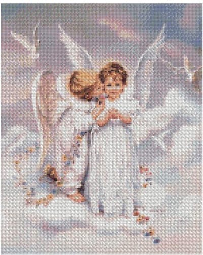 Diamond painting 40x50cm - engeltjes - ronde steentjes