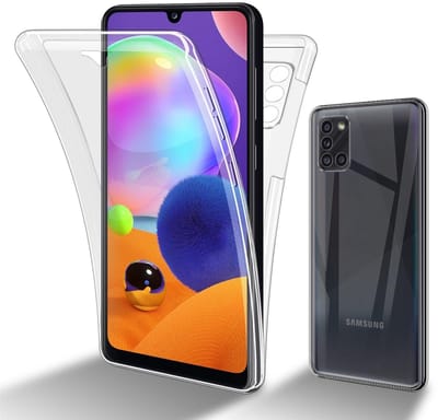 Cadorabo Hoesje geschikt voor Samsung Galaxy A31 in TRANSPARANT - 360° Full Body Case Cover Beschermhoes Voor- en achterbescherming, all-round bescherming met displaybescherming