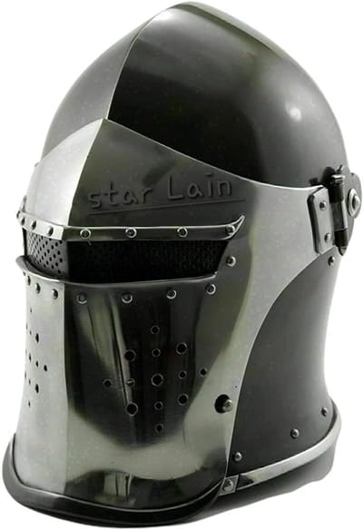 Historische Helm - Ridder Helm - Re-enactment Evenementen - Verstelbare Band - Standaard Maat - Zwart