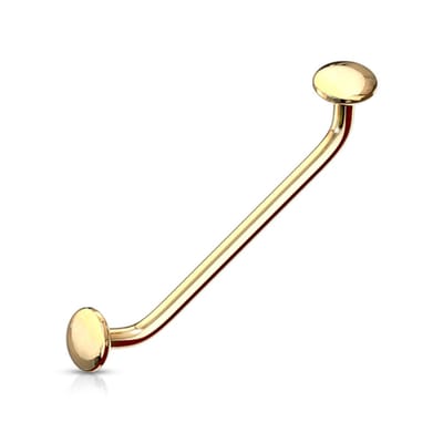 Piercing PVD ends 45graden flat disc 1.6x16x4- goud - LMPiercings