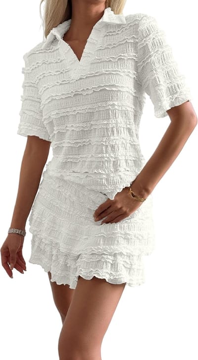 Zomer Kledingset - Ruffle - Wit - 2delig - Dames - Vakantie