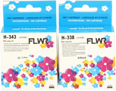 FLWR - Cartridges / HP 338 en 343 Multipack / zwart en kleur / Geschikt voor HP