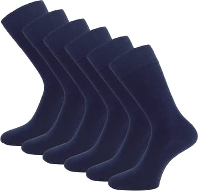 6 paar Katoenen Diabetessokken - Drukvrije boord - Naadloos - Dames/Heren - Marineblauw - Maat 35-38