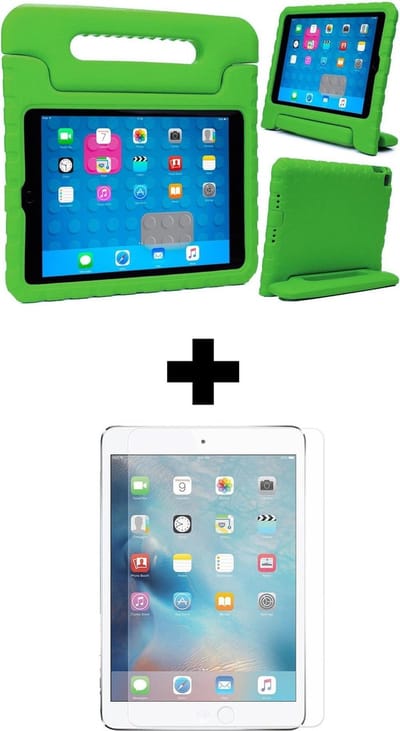 Hoesje - Geschikt voor Apple iPad 5 (2017) - 9.7 inch - 5e Generatie - Met Screenprotector - Kinderhoes - Shockproof Bumper - Kidsproof Case - Tablethoes - Kinder Hoes Cover - Groen