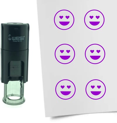 CombiCraft Stempel Smiley Liefde 10mm rond - Paarse inkt