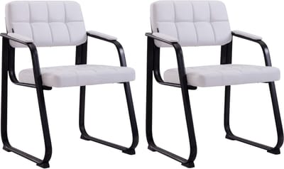 CLP Canada B Set van 2 eetkamerstoelen - met armleuning - Zwart Frame - Kunstleer - wit